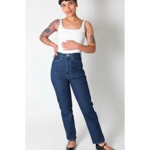 Gravel & Gold SF Dame Jeans High Rise Straight Leg Denim Jeans Dark Wash Blue 0